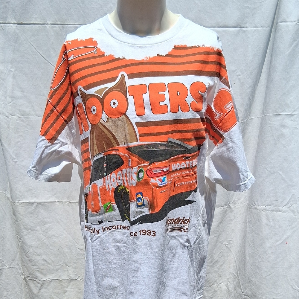Vintage Chase Elliot #9 Hooters Racing Graphic Tee - Orange & White, sz 2XL